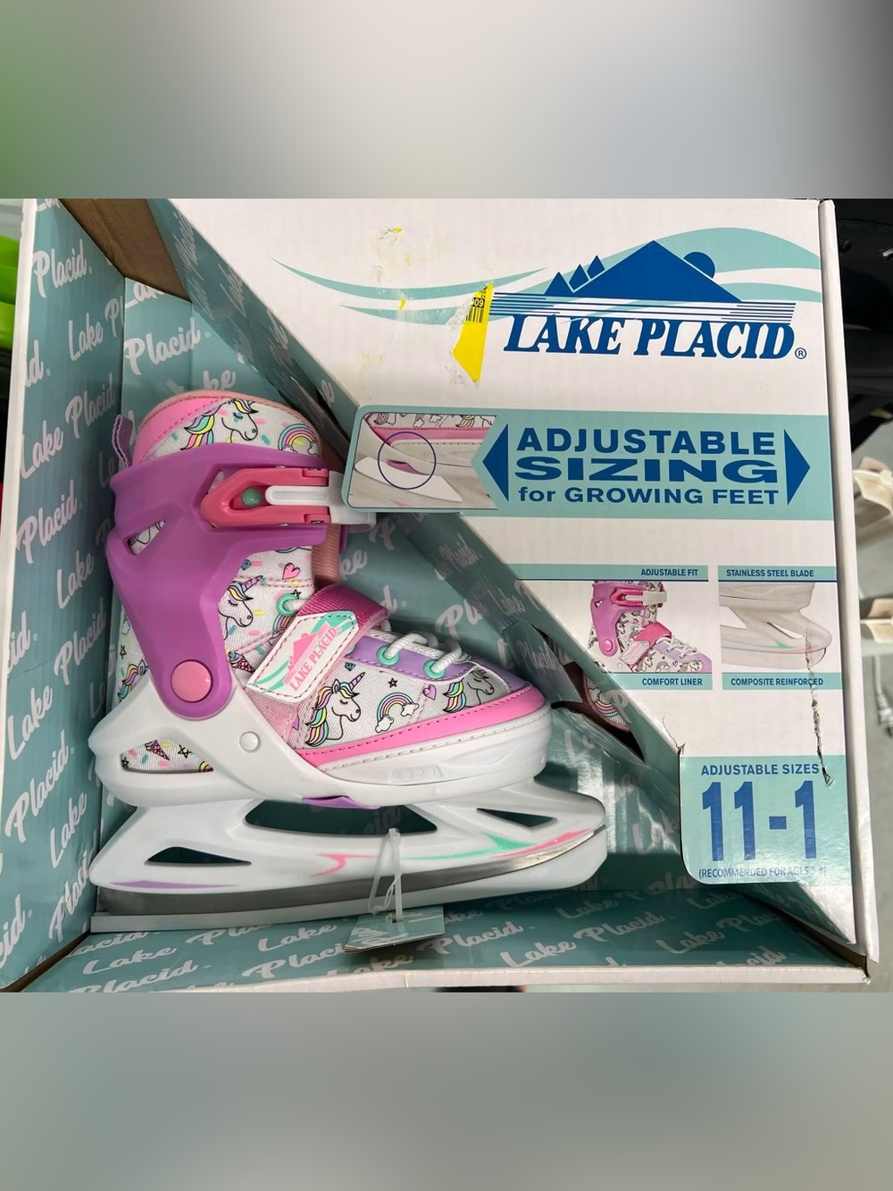 Lake Placid Kids' Adjustable Unicorn Ice Skates - Pink